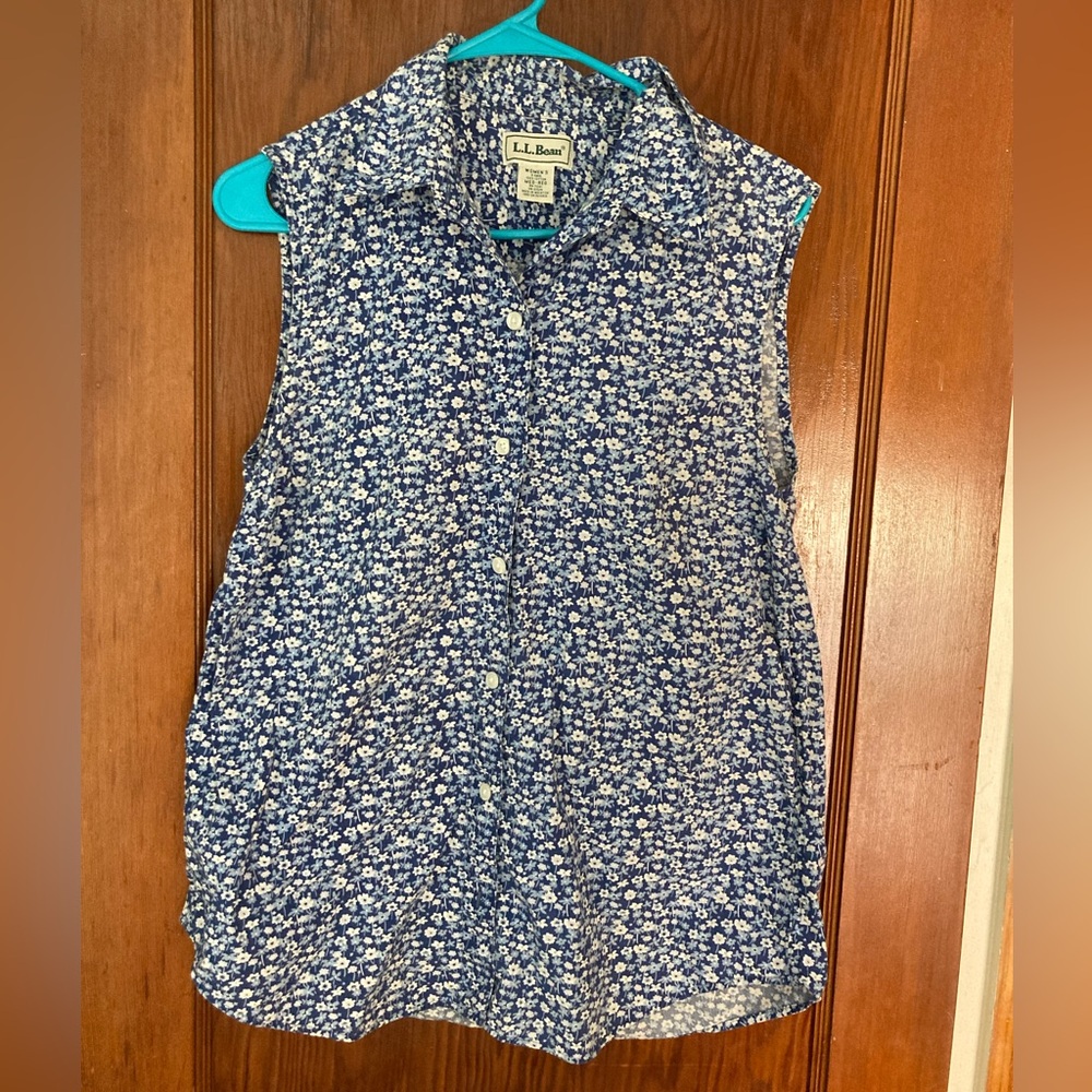 L.L.Bean Floral Sleeveless Top Blouse 🦋🦋🦋 - Picture 7 of 7